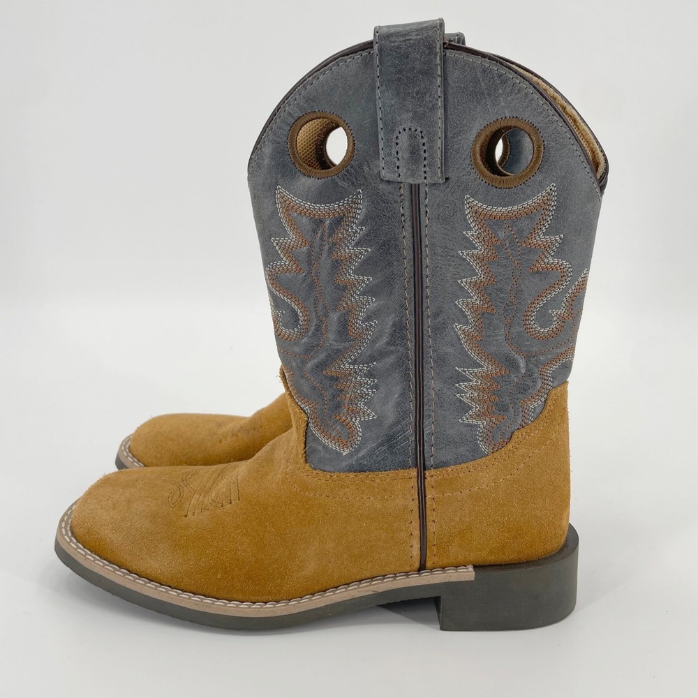 Smoky Mountain Boots Kids Tan Suede Gray Western Cowboy Boots‎ 436667 Size 2